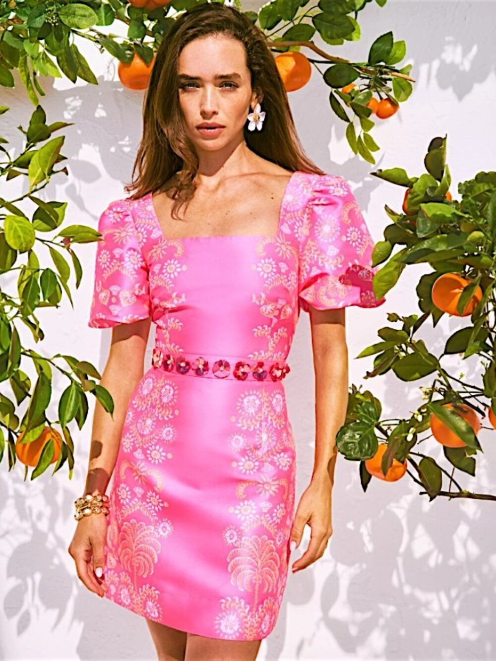 Lilly Pulitzer Cohen Skirted Romper in Sunkissed Pink/Breezy Palm NWT - Size 0 - Picture 2 of 9